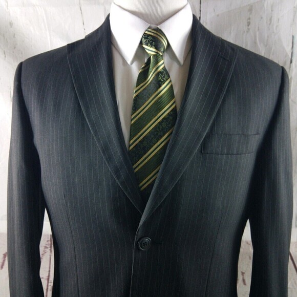 Haggar 1926 38R 2 Button Charcoal Striped Suit Blazer Jacket - Picture 3 of 11